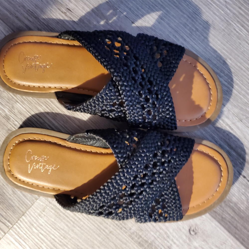 Navy Woven Sandals